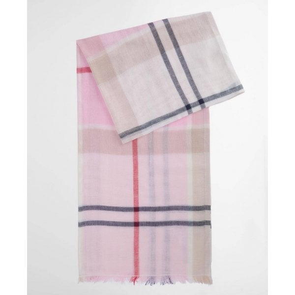 Abigail Tartan Scarf in Cherry Blossom