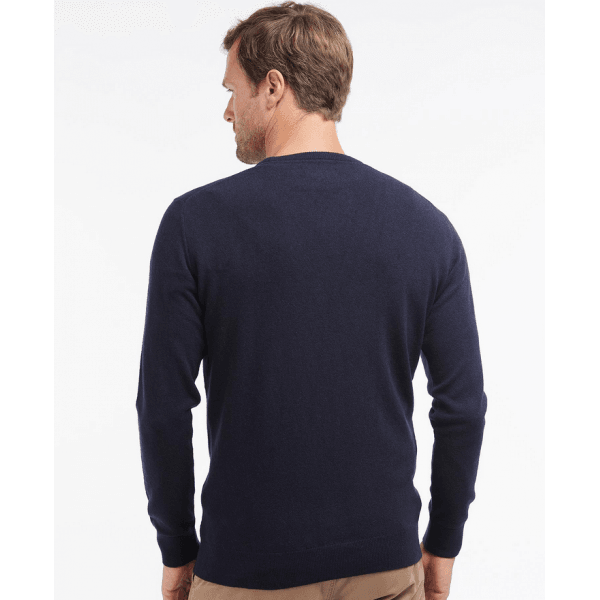 Mens Essential Lambswool V Neck Jumper in Navy