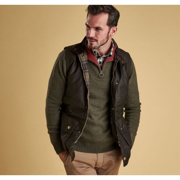 Mens New Westmorland Wax Gilet in Olive
