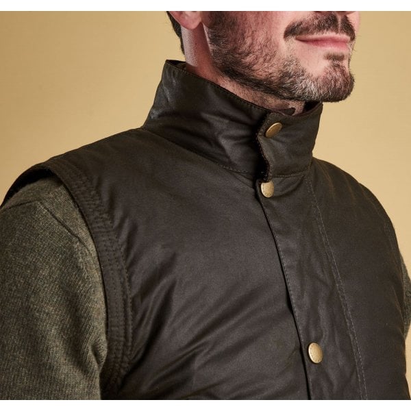 Mens New Westmorland Wax Gilet in Olive