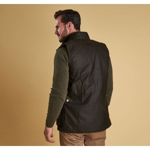 Mens New Westmorland Wax Gilet in Olive