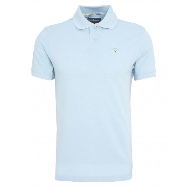Mens Tartan Pique Polo in Niagara Mist