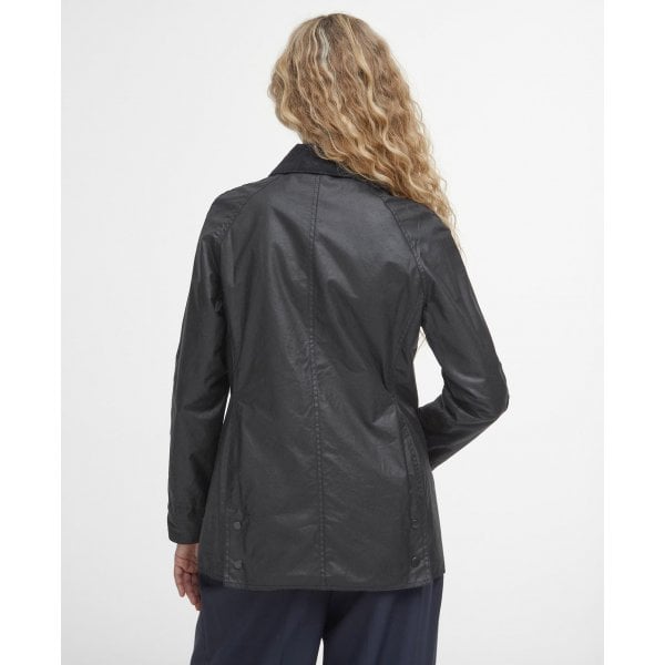 Womens Beadnell Wax Jacket in Black