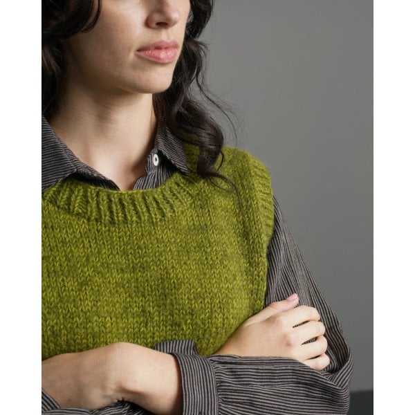 Womens Heather Knitted Vest in Chartreuse