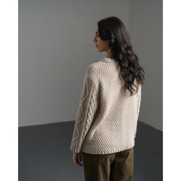 Womens Margot Aran Jumper in Linen
