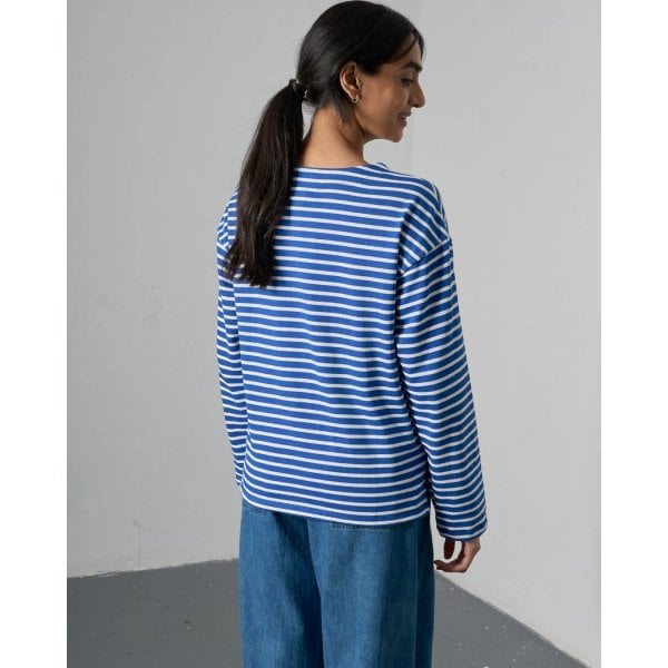 Womens Zoe Relaxed LS T-Shirt in Blue Stripe