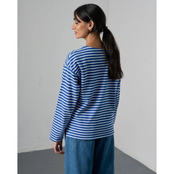 Womens Zoe Relaxed LS T-Shirt in Blue Stripe