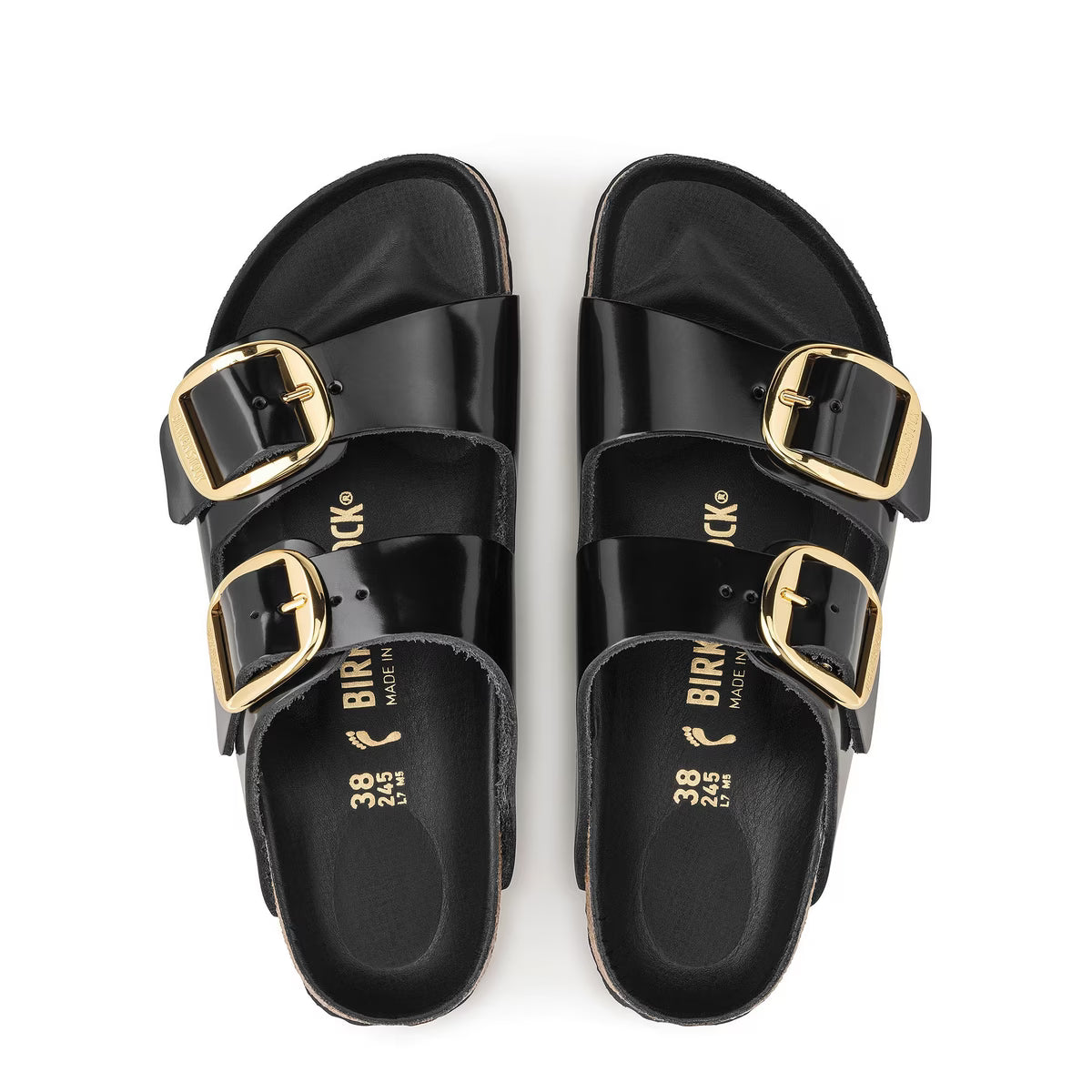 Unisex Arizona Big Buckle in High Shine Black Narrow Fit