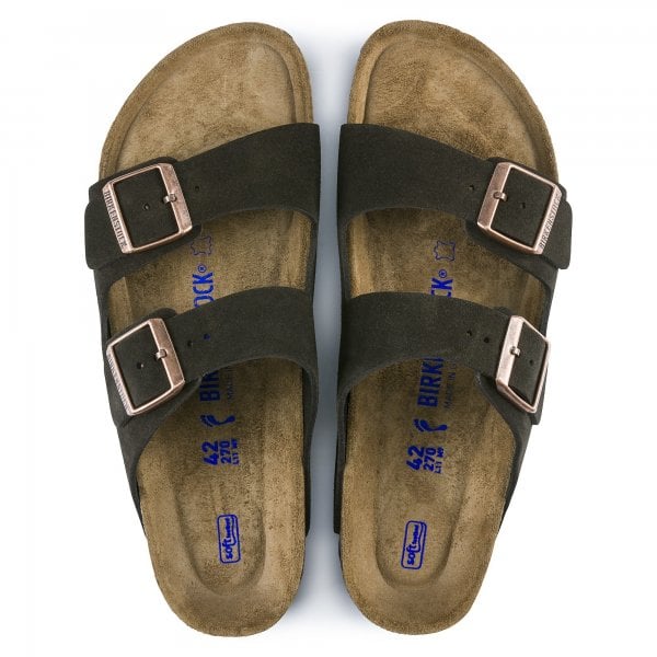 Unisex Arizona Narrow Soft Footbed Suede Sandal in Mocca