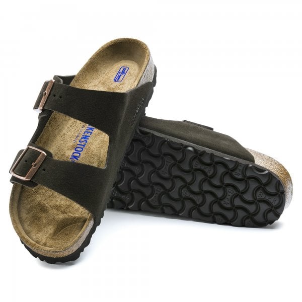 Unisex Arizona Narrow Soft Footbed Suede Sandal in Mocca