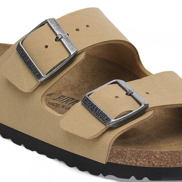 Unisex Birko Flor Regular Fit Nubuck Sandal in Latte Cream