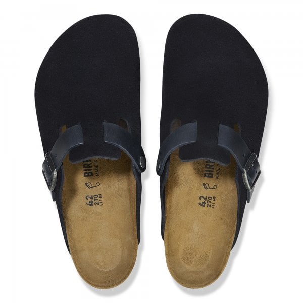 Unisex Boston Mixed Leather Suede in Midnight