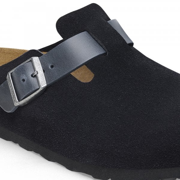 Unisex Boston Mixed Leather Suede in Midnight