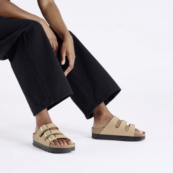 Womens Florida Platform Nubuck Leather in Sandcastle