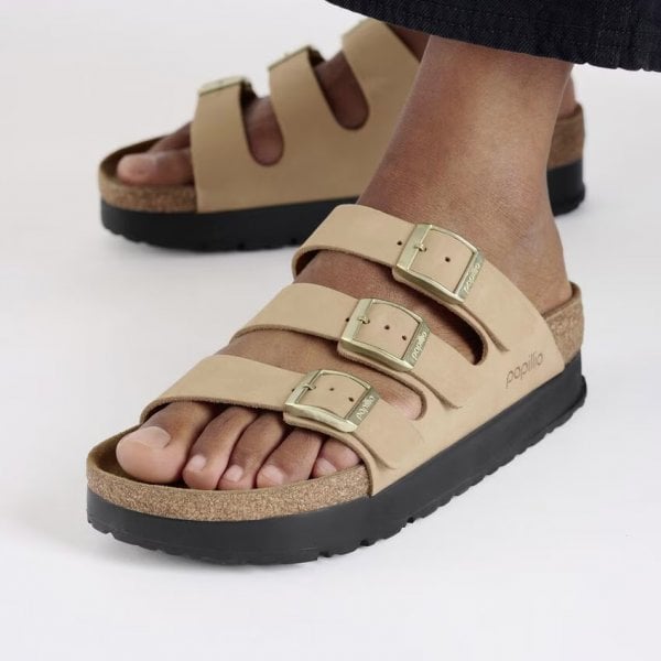 Womens Florida Platform Nubuck Leather in Sandcastle