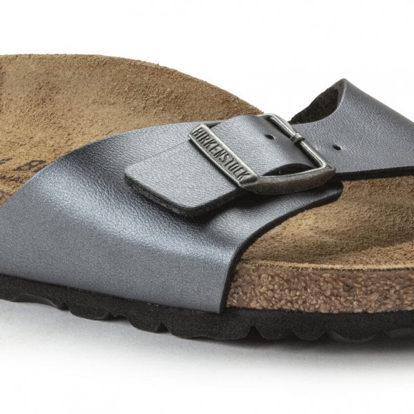 Womens Madrid Birko-flor Regular Fit Sandal in Metallic Black