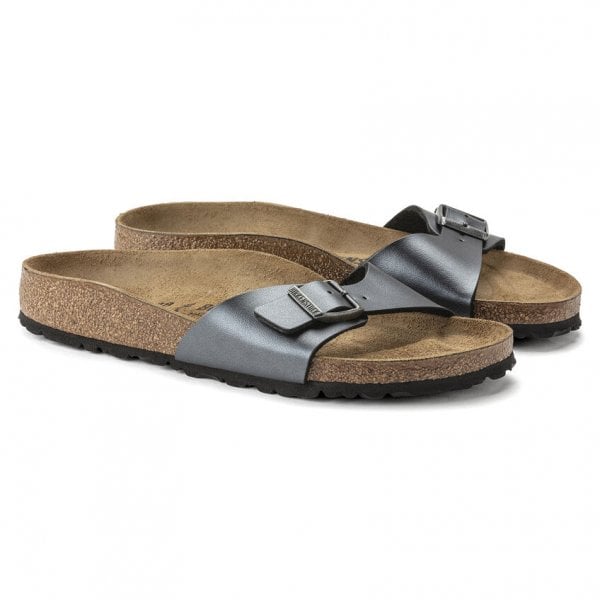 Womens Madrid Birko-flor Regular Fit Sandal in Metallic Black