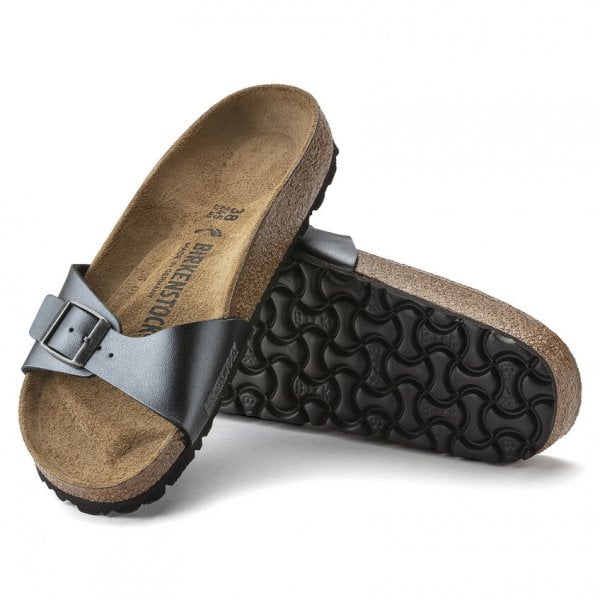 Womens Madrid Birko-flor Regular Fit Sandal in Metallic Black