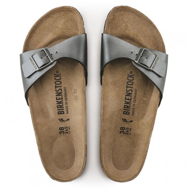 Womens Madrid Birko-flor Regular Fit Sandal in Metallic Black