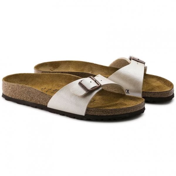Womens Madrid Graceful Birko-flor Regular Fit Sandal in Pearl White