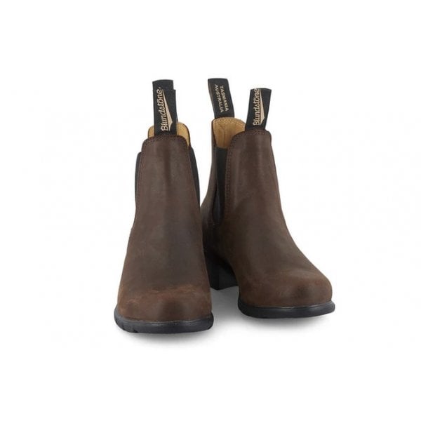 1673 Womens Elastic Sided Heeled Boots in Antique Brown