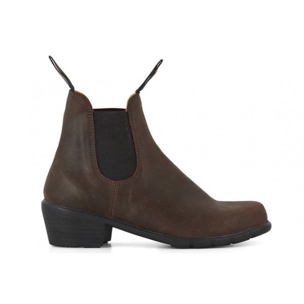 1673 Womens Elastic Sided Heeled Boots in Antique Brown