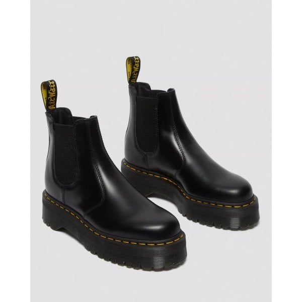 2976 Quad Chelsea Boot In Black Polished Smooth Leather