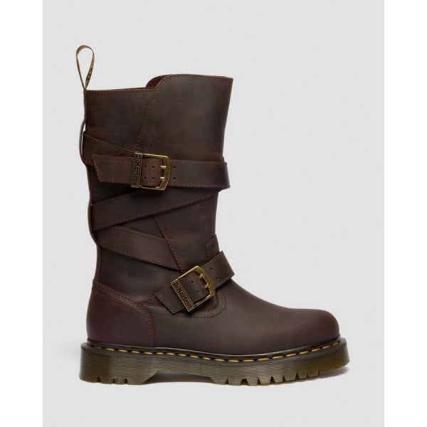 Anistone Strap Boot in Dark Brown Crazy Horse