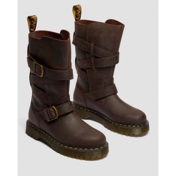 Anistone Strap Boot in Dark Brown Crazy Horse