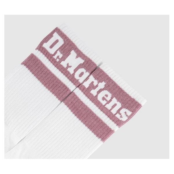 Athletic Logo Cotton Blend Socks in Pink & White