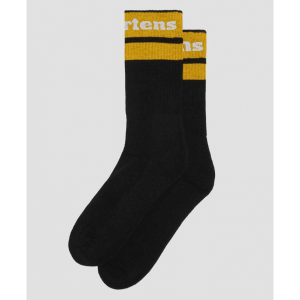 Athletic Logo Cotton Blend Socks in Black/Yellow/White