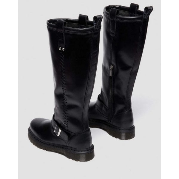 Womens Anistone Knee High Biker Boot in Black Orleans