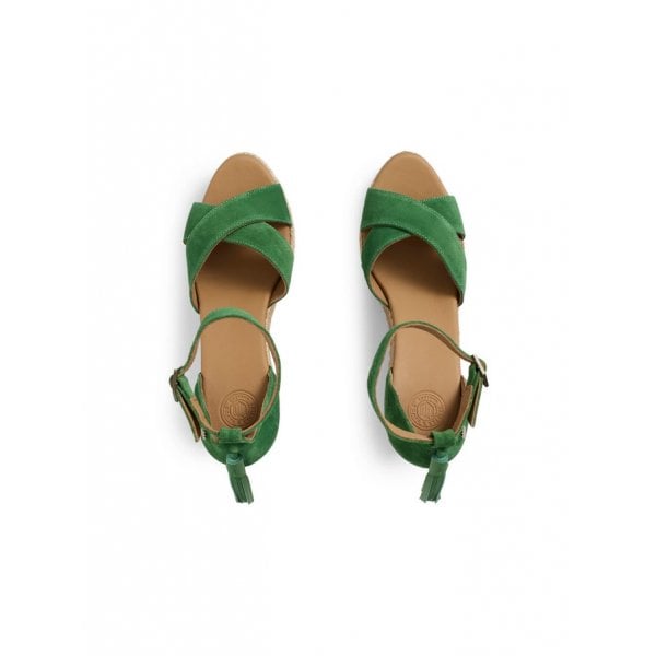 Valencia Wedge Sandal in Clover Green Suede