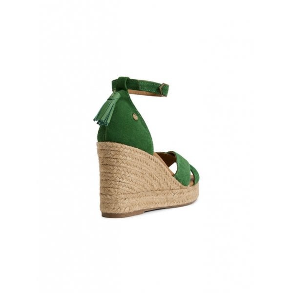 Valencia Wedge Sandal in Clover Green Suede