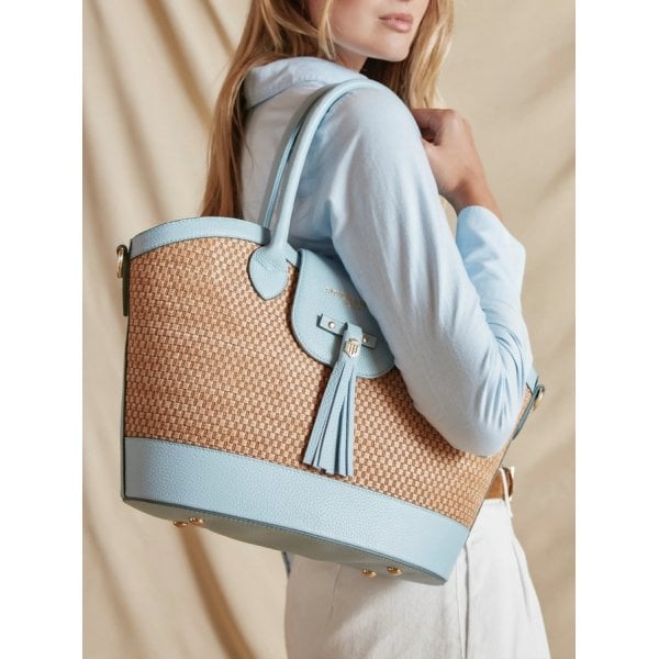Windsor Basket Bag in Sky Blue Leather