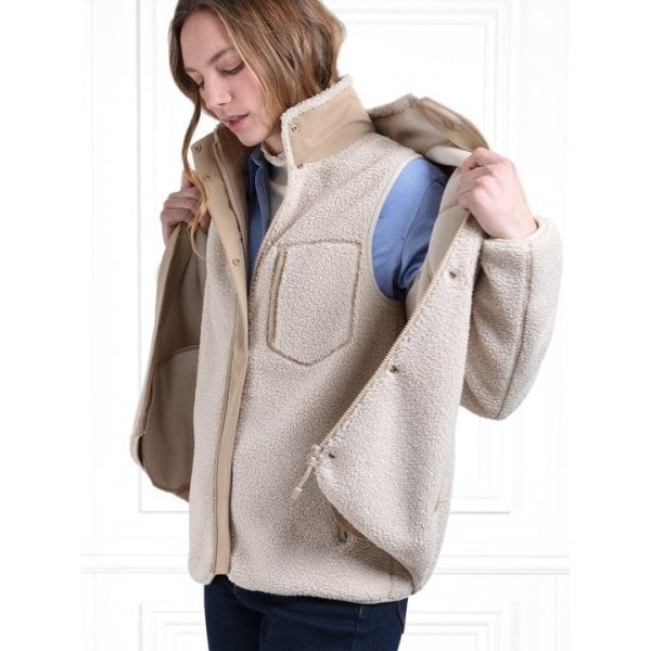 Womens Agnes Fleece Gilet in Ecru