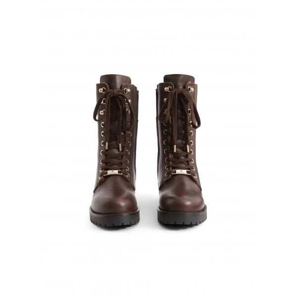Anglesey Shearling Lined Combat Boot in Mahogany Leather