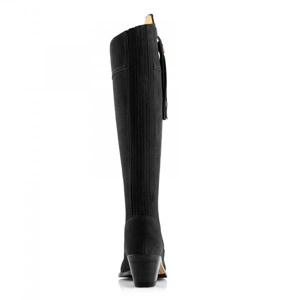 Womens Heeled Regina Boot in Black Suede