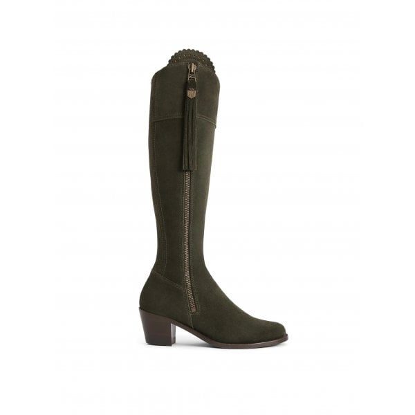 Womens Heeled Regina in Moss Green Suede
