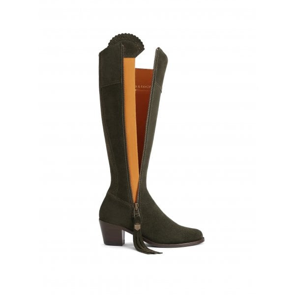 Womens Heeled Regina in Moss Green Suede