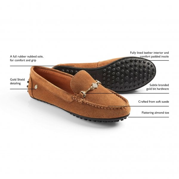 Womens Trinity Driver in Tan Suede