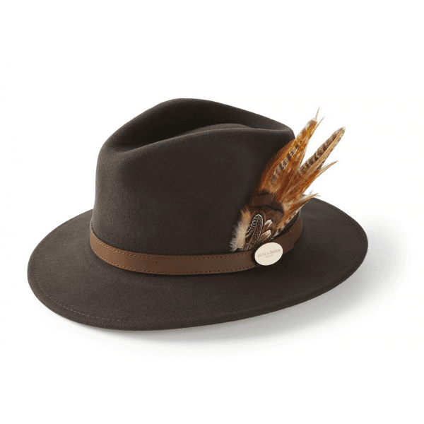 The Suffolk Fedora in Dark Brown (Gamedbird Feather)