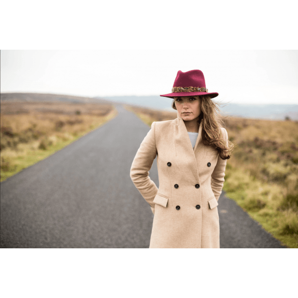 Womens Suffolk Fedora in Maroon (Pheasant Wrap)