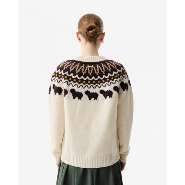 Womens Ashie Crew Fair Isle Knit In Antique White