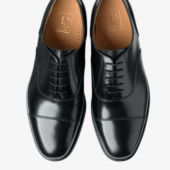 Mens 300 Black Polished Oxford Toe Cap in Black
