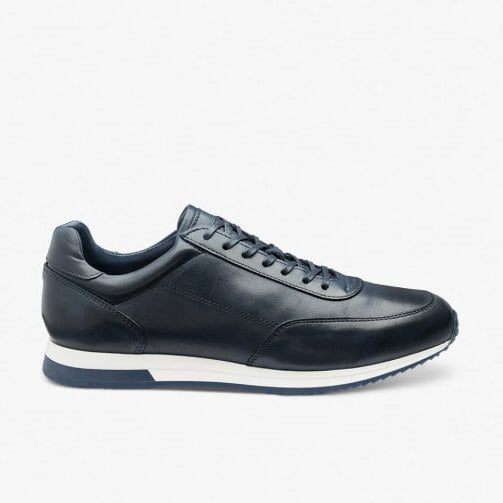 Mens Bannister Calf Leather Trainer in Navy