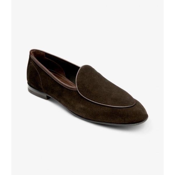 Mens Belgrave Apron Loafer in Dark Brown Suede