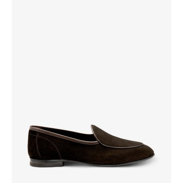 Mens Belgrave Apron Loafer in Dark Brown Suede