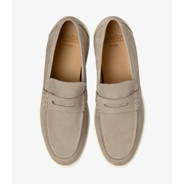 Mens Como Saddle Apron Loafer in Grey Nubuck