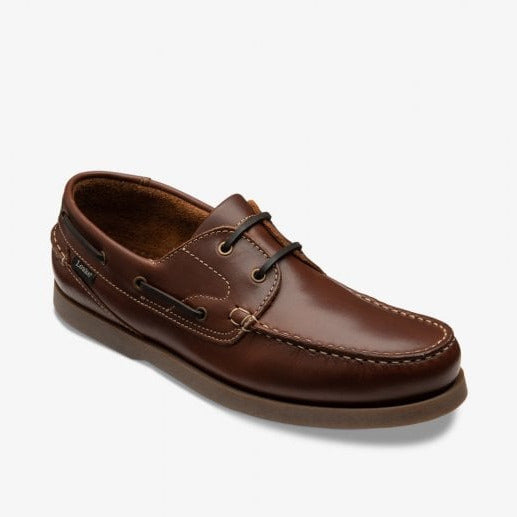 Mens Lymington Boat Shoe in Brown Waxy Leather